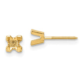 14k 3.5mm Princess-cut Stud Earring Mountings