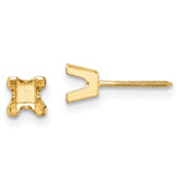 14k 3.75mm Princess-cut Stud Earring Mountings