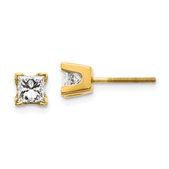 14k VS Quality Complete Princess-cut Diamond Earrings - 6