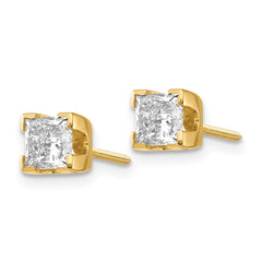 14k 5mm Princess-cut Stud Earring Mountings