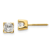 14k 5mm Princess-cut Stud Earring Mountings