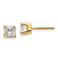 14k 5mm Princess-cut Stud Earring Mountings