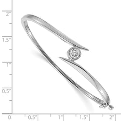 14k White Gold Complete 1/2 carat AA Diamond Hinged Oval Bangle Bracelet - 4