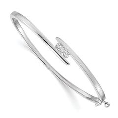 14k White Gold Complete 3-Stone 1/3 carat VS Diamond Hinged Oval Bangle Bracelet