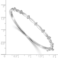 14k Complete 1/2 carat White Gold A Diamond Hinged Oval Bangle Bracelet