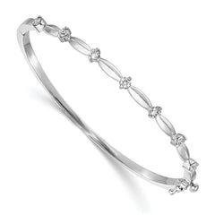 14k Complete 1/2 carat White Gold A Diamond Hinged Oval Bangle Bracelet