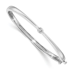 14k White Gold Complete 1/4 carat VS Diamond Hinged Oval Bangle Bracelet - 6
