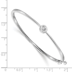 14k White Gold Complete 1/2 carat AA Diamond Hinged Oval Bangle Bracelet - 2
