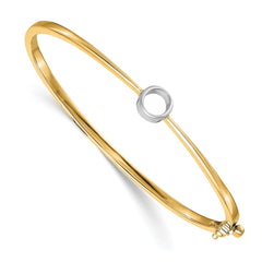 14k Yellow Gold Bangle Bracelet Mounting w/ White Gold Bezel