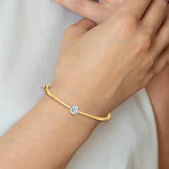 14k Yellow Gold Bangle Bracelet Mounting w/ White Gold Bezel