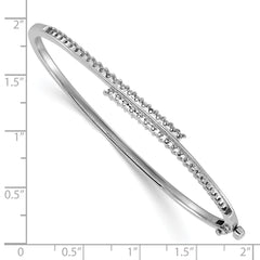 14k White Gold Holds 1 carat (42-1.8mm Round Stones) Hinged Oval Bangle Bracelet Mounting