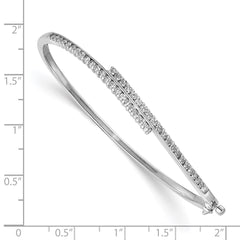 14k White Gold Complete 1 carat A Diamond Hinged Oval Bangle Bracelet