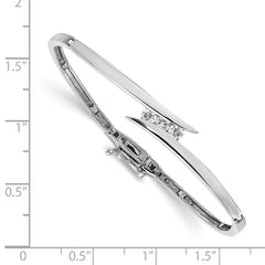 14k White Gold Complete 3-Stone 1/4 carat A Diamond Hinged Bangle Bracelet
