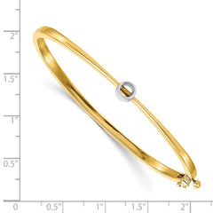14k Two-tone Holds 1/4 carat 4.0mm Round Stone Hinged Oval Bangle Bracelet Mounting - 3