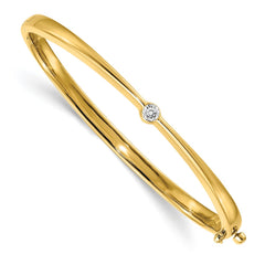 14k Polished Complete 1/4 carat VS Diamond Hinged Oval Bangle Bracelet