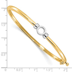 14k Two-tone Holds 1/2 carat 5.0mm Round Stone Hinged Oval Bangle Bracelet Mounting - 4