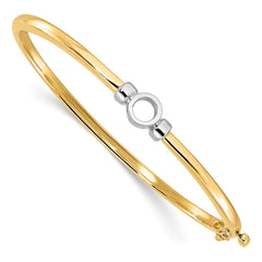14k Two-tone Holds 1/2 carat 5.0mm Round Stone Hinged Oval Bangle Bracelet Mounting - 4