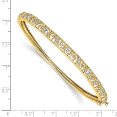 14k Swirl Design Complete 3/4 carat VS Diamond Hinged Oval Bangle Bracelet