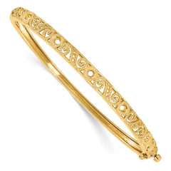 14k Swirl Design Holds 3/4 carat (5-2.9mm/6-1.7mm/12-1.3mm Round Stones) Hinged Oval Bangle Mounting