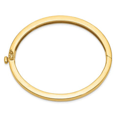 14k 6.3mm Polished Solid Hinged Oval Bangle Bracelet