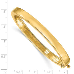 14k 6.3mm Polished Solid Hinged Oval Bangle Bracelet