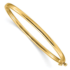 14k 3.6mm Polished Solid Hinged Oval Bangle Bracelet - 2