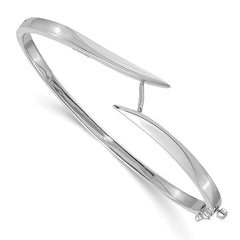 14k White Gold Complete 1/2 carat VS Diamond Hinged Oval Bangle Bracelet