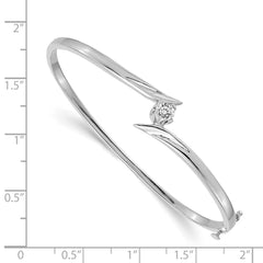 14k White Gold Complete 1/4 carat VS Diamond Hinged Oval Bangle Bracelet - 2