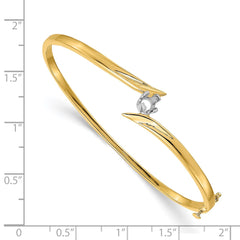 14k Two-tone Holds 1/4 carat 4.0mm Round Stone Hinged Oval Bangle Bracelet Mounting - 2