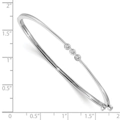 14k White Gold Complete 3-Stone 1/5 carat VS Diamond Hinged Oval Bangle Bracelet