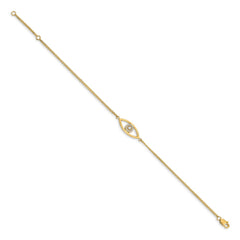 14k Complete A Diamond Evil Eye 2-Strand 7 inch Bracelet with 1 inch Extender