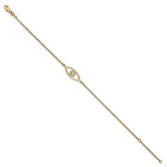 14k Complete AA Diamond Evil Eye 2-Strand 7 inch Bracelet with 1 inch Extender