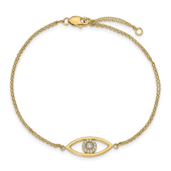 14k Complete VS Diamond Evil Eye 2-Strand 7 inch Bracelet with 1 inch Extender