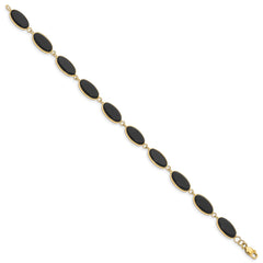 14k Polished 12x7mm Onyx 7.25 inch Bracelet