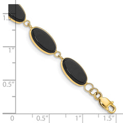 14k Polished 12x7mm Onyx 8.25 inch Bracelet