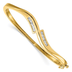 14k Complete 3/8 carat AAA Diamond Hinged Oval Bangle Bracelet