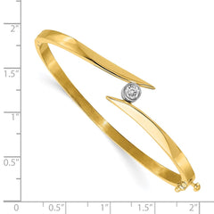 14k Two-tone Complete 1/4 carat A Diamond Hinged Oval Bangle Bracelet - 3