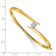 14k Two-tone Complete 3/8 carat AAA Diamond Hinged Oval Bangle Bracelet