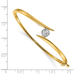 14k Two-tone Complete 1/2 carat VS Diamond Hinged Oval Bangle Bracelet - 4