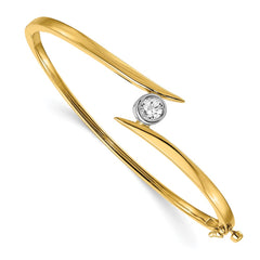 14k Two-tone Complete 1/2 carat VS Diamond Hinged Oval Bangle Bracelet - 4