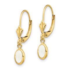 14k 6x4 Oval Bezel October/Opal Leverback Earrings