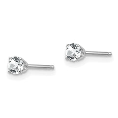14k White Gold 3mm White Topaz Stud Earrings