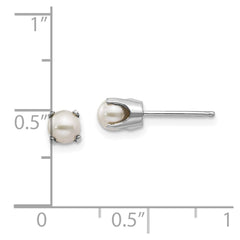 14k White Gold 4mm FW Cultured Pearl Stud Earrings