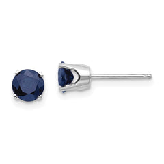 14k White Gold 5mm Natural Sapphire Stud Earrings