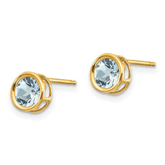 14k 5mm Bezel Aquamarine Stud Earrings