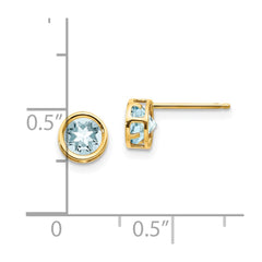 14k 5mm Bezel Aquamarine Stud Earrings