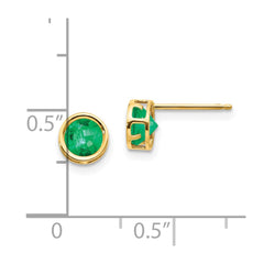 14k 5mm Bezel Emerald Stud Earrings