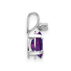14K White Gold Diamond and Amethyst Birthstone Pendant