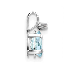 14K White Gold Diamond and Aquamarine Birthstone Pendant