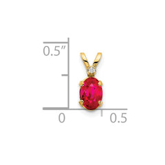 14k Diamond & Ruby Birthstone Pendant